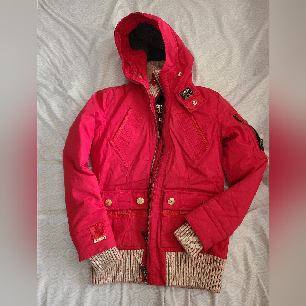 Superdry Limited Double Black Label Red Jacket Size Small British Design Japan